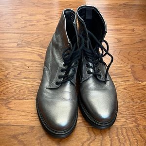 Aldo Metallic Silver Combat Boot